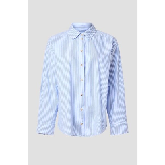 DONNI. Blue and White Striped Button Down Shirt - Picture 3 of 6